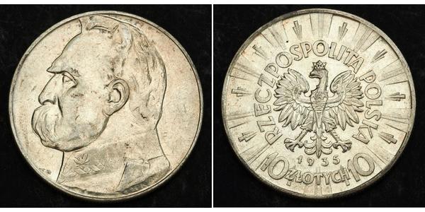 10 Zloty 波兰第二共和国 (1918 - 1939) 銀 约瑟夫·毕苏斯基
