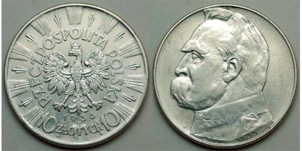 10 Zloty 波兰第二共和国 (1918 - 1939) 銀 约瑟夫·毕苏斯基