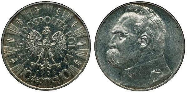 10 Zloty 波兰第二共和国 (1918 - 1939) 銀 约瑟夫·毕苏斯基