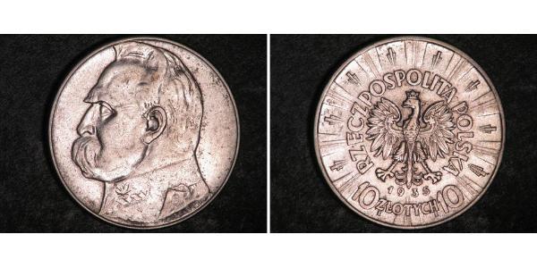 10 Zloty 波兰第二共和国 (1918 - 1939) 銀 约瑟夫·毕苏斯基