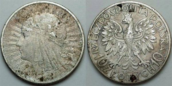 10 Zloty 波兰第二共和国 (1918 - 1939) 銀 雅德维加 (波兰国王)