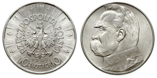 10 Zloty 波兰第二共和国 (1918 - 1939) 銀 约瑟夫·毕苏斯基