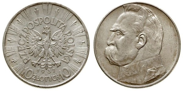 10 Zloty 波兰第二共和国 (1918 - 1939) 銀 约瑟夫·毕苏斯基