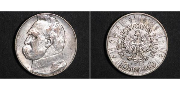 10 Zloty 波兰第二共和国 (1918 - 1939) 銀 约瑟夫·毕苏斯基