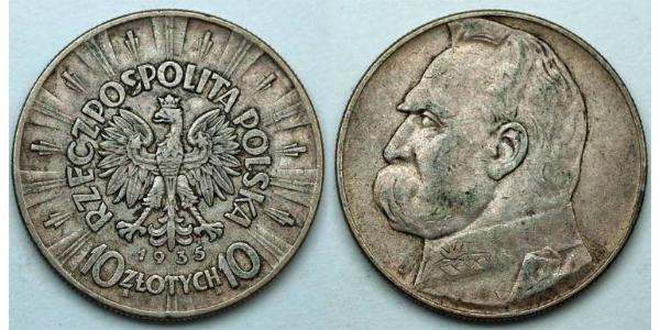 10 Zloty 波兰第二共和国 (1918 - 1939) 銀 约瑟夫·毕苏斯基