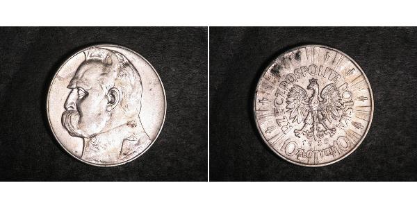10 Zloty 波兰第二共和国 (1918 - 1939) 銀 约瑟夫·毕苏斯基