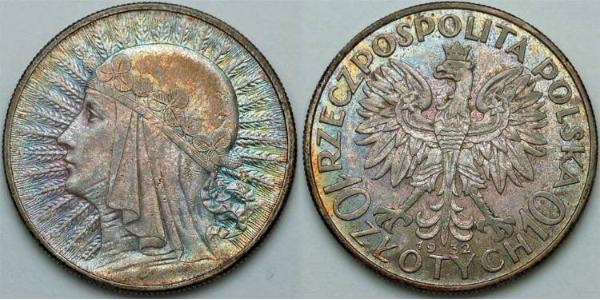 10 Zloty 波兰第二共和国 (1918 - 1939) 銀 雅德维加 (波兰国王)