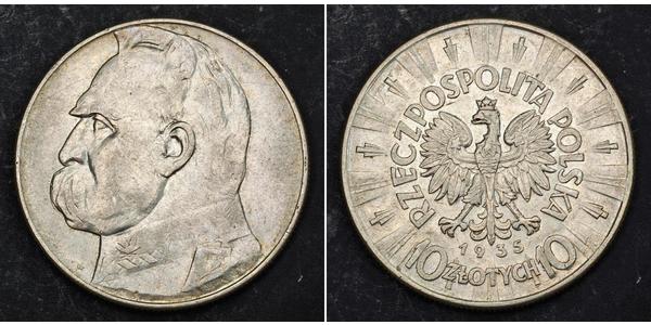 10 Zloty 波兰第二共和国 (1918 - 1939) 銀 约瑟夫·毕苏斯基