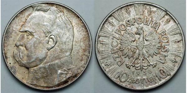 10 Zloty 波兰第二共和国 (1918 - 1939) 銀 约瑟夫·毕苏斯基