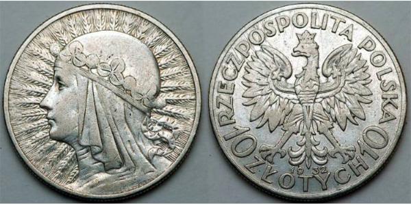 10 Zloty 波兰第二共和国 (1918 - 1939) 銀 雅德维加 (波兰国王)