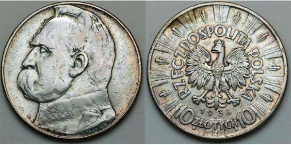 10 Zloty 波兰第二共和国 (1918 - 1939) 銀 约瑟夫·毕苏斯基