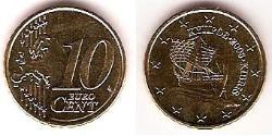 10 Євроцент Кіпр (1960 - ) Цинк/Олово/Мідь/Алюміній 