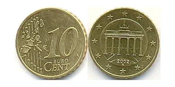 10 Євроцент Федеративна Республіка Німеччина (1990 - ) Цинк/Олово/Мідь/Алюміній 