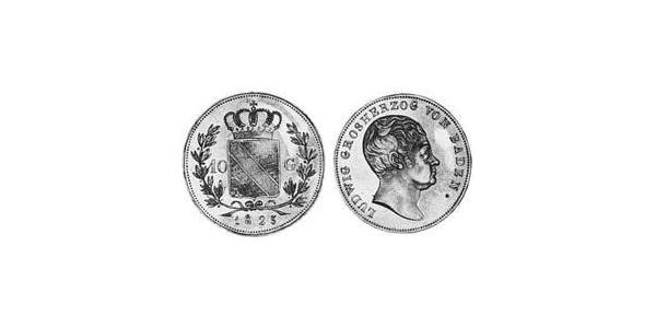 10 Гульден Велике герцогство Баден (1806-1918) Золото Louis I, Grand Duke of Baden (1763 - 1830)