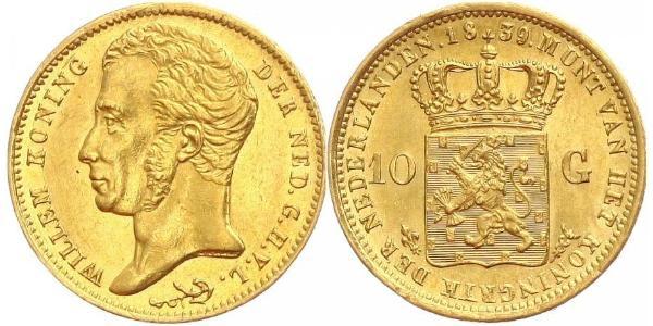 10 Гульден Королевство Нидерланды (1815 - ) Золото William I of the Netherlands (1772 - 1843)