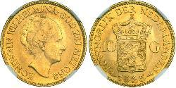 10 Гульден Королівство Нідерланди (1815 - ) Золото Вільгельміна (королева Нідерландів)(1880 - 1962)