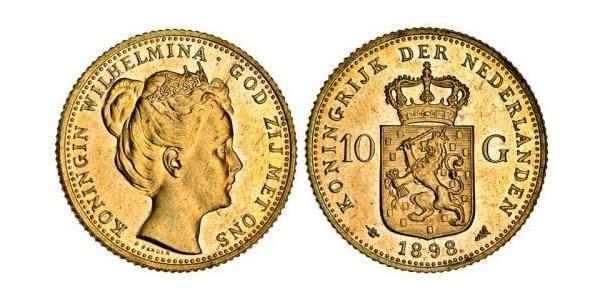 10 Гульден Королівство Нідерланди (1815 - ) Золото Вільгельміна (королева Нідерландів)(1880 - 1962)