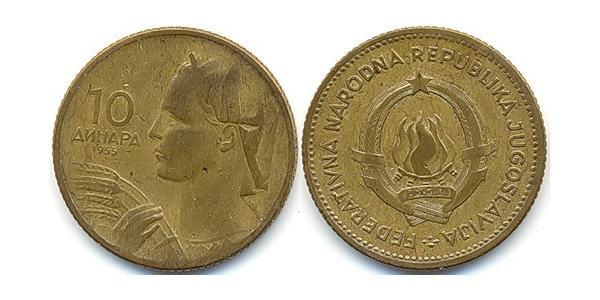 10 Динар Соціалістична Федеративна Республіка Югославія (1943 -1992) Бронза/Алюміній 