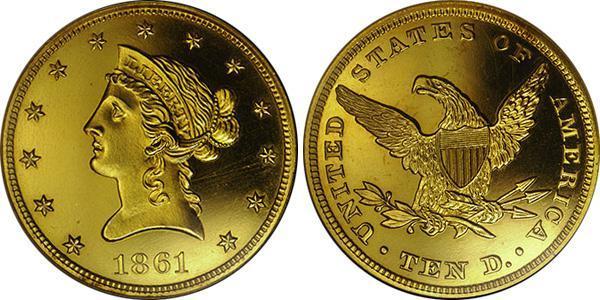 10 Доллар США (1776 - ) Золото 