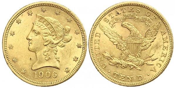 10 Доллар США (1776 - ) Золото 