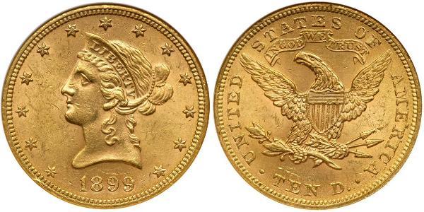 10 Доллар США (1776 - ) Золото 