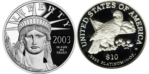 10 Доллар США (1776 - ) Платина 