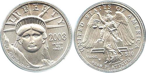 10 Доллар США (1776 - ) Платина 