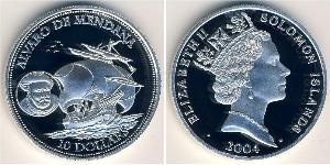 10 Доллар Соломоновы Острова Серебро Елизавета II (1926-2022)