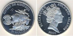 10 Доллар Соломоновы Острова Серебро Елизавета II (1926-2022)