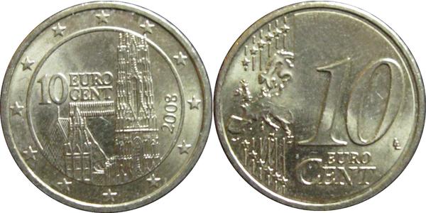 10 Евроцент Австрийская Республика(1955 - ) Медь 