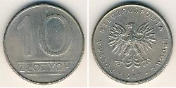 10 Злотий Польська Народна Республіка (1952-1990) Нікель/Мідь 
