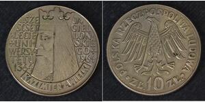 10 Злотий Польська Народна Республіка (1952-1990) Нікель/Мідь 