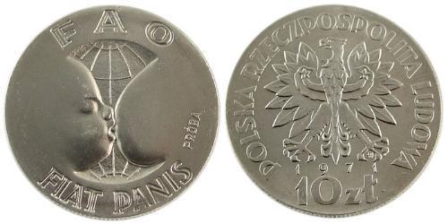 10 Злотий Польська Народна Республіка (1952-1990) Нікель/Мідь 