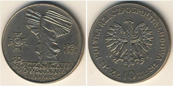 10 Злотий Польська Народна Республіка (1952-1990) Нікель/Мідь 
