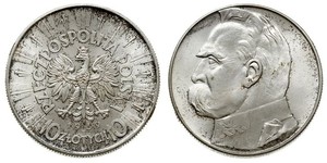 10 Злотий Польська республіка (1918 - 1939) Срібло Юзеф Пілсудський
