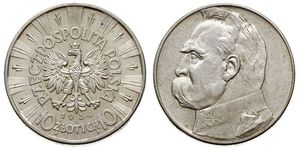 10 Злотий Польська республіка (1918 - 1939) Срібло Юзеф Пілсудський