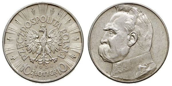 10 Злотий Польська республіка (1918 - 1939) Срібло Юзеф Пілсудський