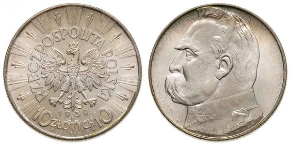 10 Злотий Польська республіка (1918 - 1939) Срібло Юзеф Пілсудський