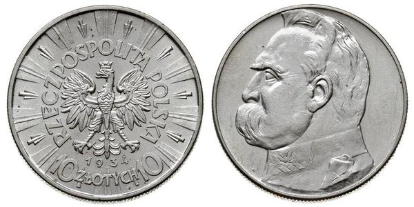10 Злотий Польська республіка (1918 - 1939) Срібло Юзеф Пілсудський