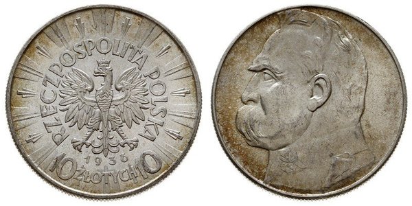10 Злотий Польська республіка (1918 - 1939) Срібло Юзеф Пілсудський