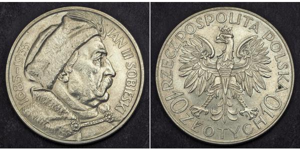10 Злотий Польща / Польська республіка (1918 - 1939) Срібло Ян III Собеський (1629-1696)