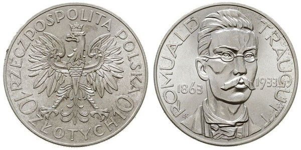 10 Злотый Польская Республика (1918 - 1939) Серебро Траугутт, Ромуальд
