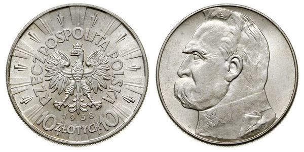 10 Злотый Польская Республика (1918 - 1939) Серебро Пилсудский, Юзеф