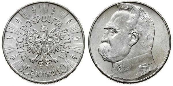 10 Злотый Польская Республика (1918 - 1939) Серебро Пилсудский, Юзеф