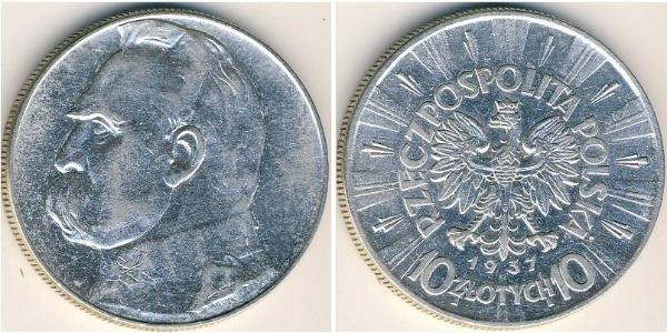 10 Злотый Польская Республика (1918 - 1939) Серебро Пилсудский, Юзеф