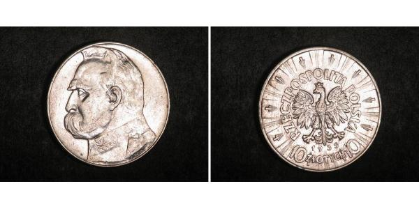 10 Злотый Польская Республика (1918 - 1939) Серебро Пилсудский, Юзеф