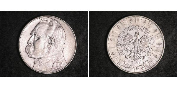 10 Злотый Польская Республика (1918 - 1939) Серебро Пилсудский, Юзеф