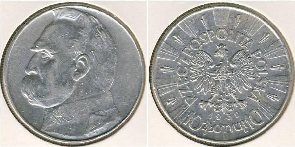 10 Злотый Польская Республика (1918 - 1939) Серебро Пилсудский, Юзеф