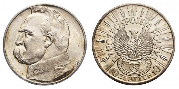 10 Злотый Польская Республика (1918 - 1939) Серебро Пилсудский, Юзеф