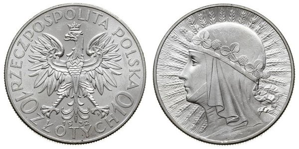10 Злотый Польская Республика (1918 - 1939) Серебро Ядвига (королева Польши)